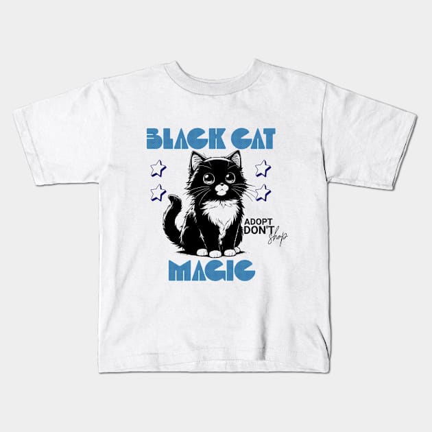 Black Cat Magic Adopt Don't Shop Kids T-Shirt by Jambella